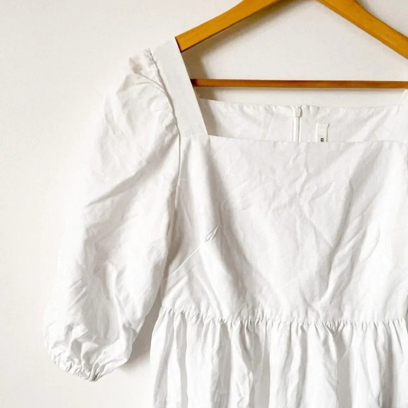 Emma Knudsen White Puff Sleeve Square Neckline Charlotte  Dress Sz S - Picture 5 of 11